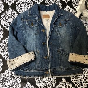 Limited too Girls denim jacket 10 Sherpa lined